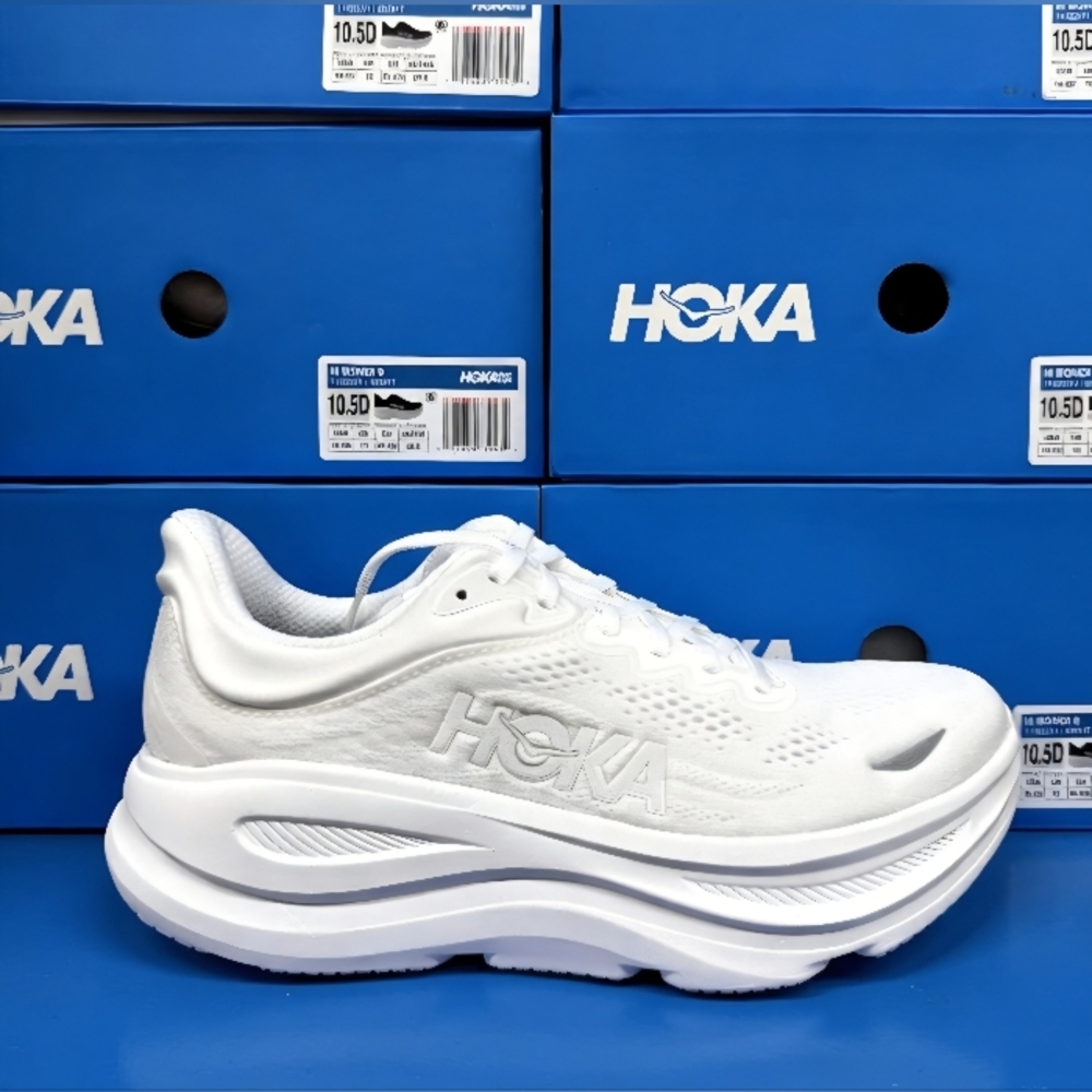 Hoka Bondi One One 9 Triple White ๐ค Women Sneakers HOKA Width B - Picture 2 of 8